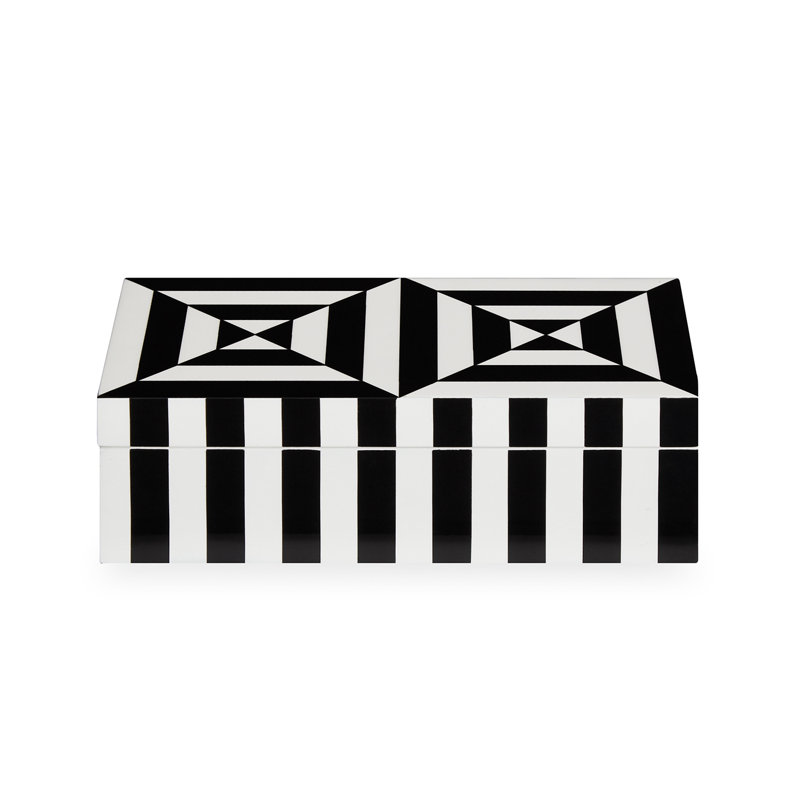 Black and White Glossy Plastic Stackable Lidded Box