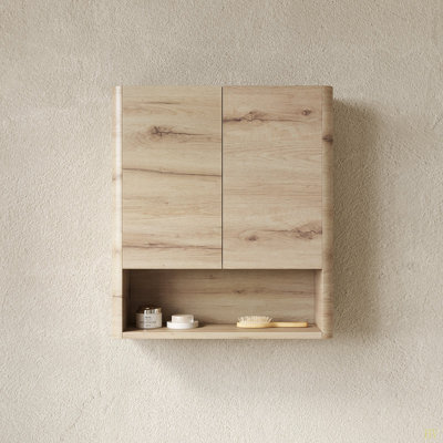 Armoire de salle de bain murale 26 po avec portes, tablette et compartiment de rangement ouvert au-dessus de la toilette pour la salle de bain, la cuisine et la salle de lavage