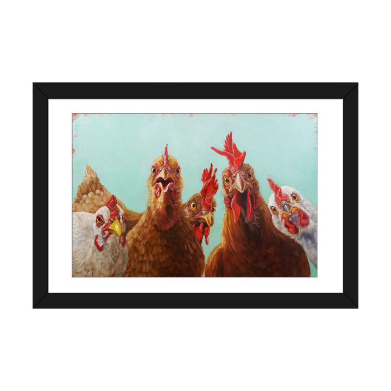 «Chicken for Dinner» par Lucia Heffernan, reproduction sur toile tendue sur châssis, H 16 po x l 24 po x P 1 po, Cadre noir