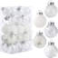 30 boules de Noël incassables, 6 cm (2,36 po) de diamètre, en plastique blanc avec décorations délicates.-1729804851