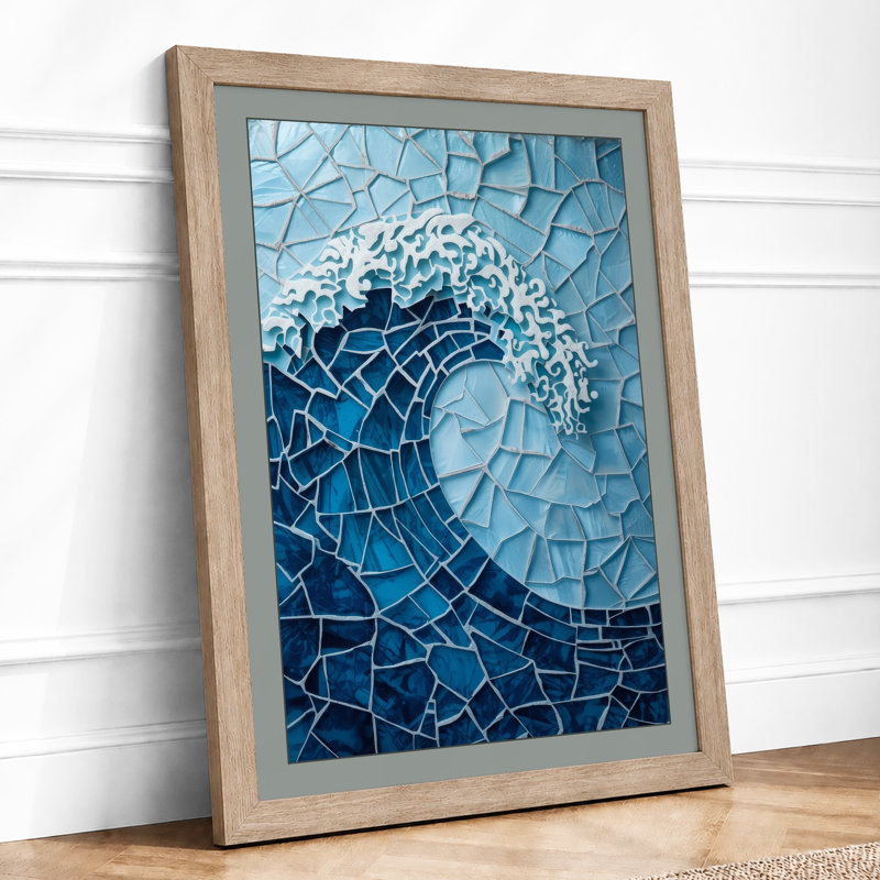 Mosaic Wave Abstract - Framed Print, A1 - 84.1 x 59.4 cm, Oak