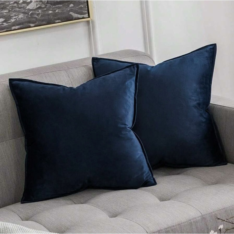 Housses de coussin décoratif en velours 18 x 18 pouces, housses de canapé douces carrées, Marine