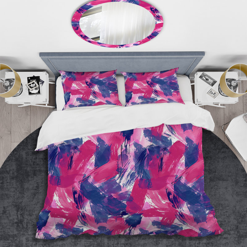 Ensemble de housse de couette moderne rose et violet, Housse de couette très grand et 2 très grandes t