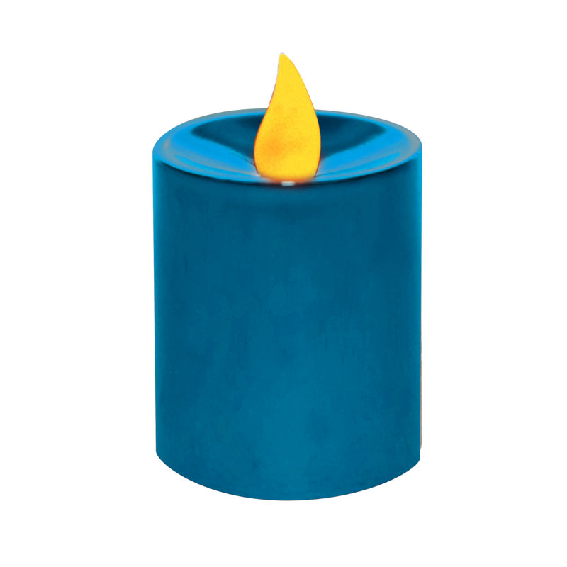 Bougie votive métallique sans parfum, Bleu