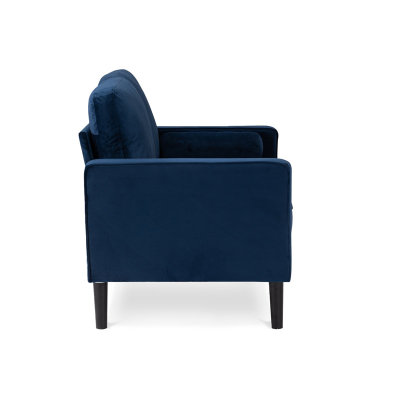 Baity Cushioned Loveseat Sofa, Velvet Blue, 2