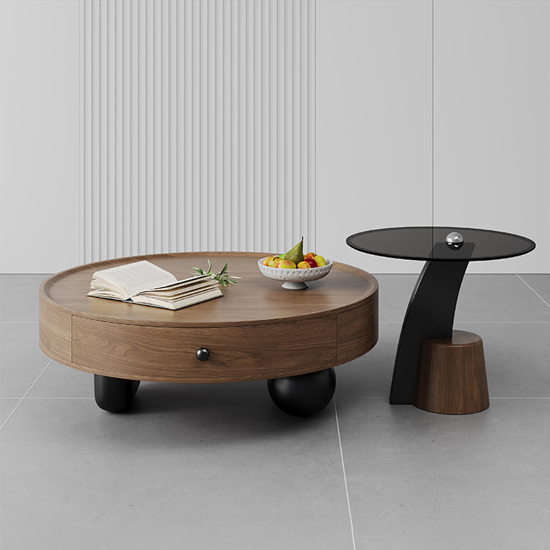 Creative round coffee table set, 13.4" H x 35.4" L x 35.4" W