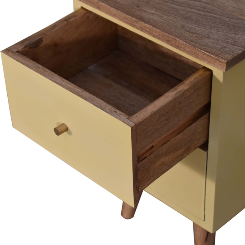 Berumen 35cm W Solid Wood Bedside Table, Brown, Yellow