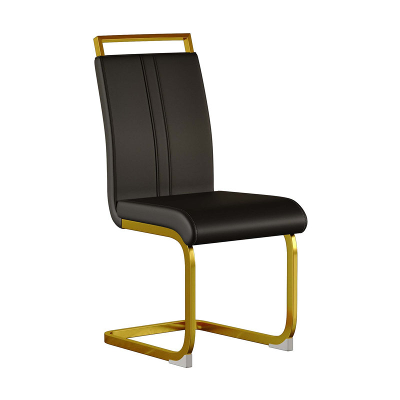 Chaises de salle à manger modernes avec revêtement en similicuir de polyuréthane et pieds en forme de C en métal