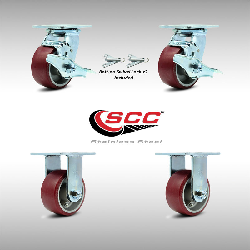 4 Piece Poly on Aluminum Caster Set