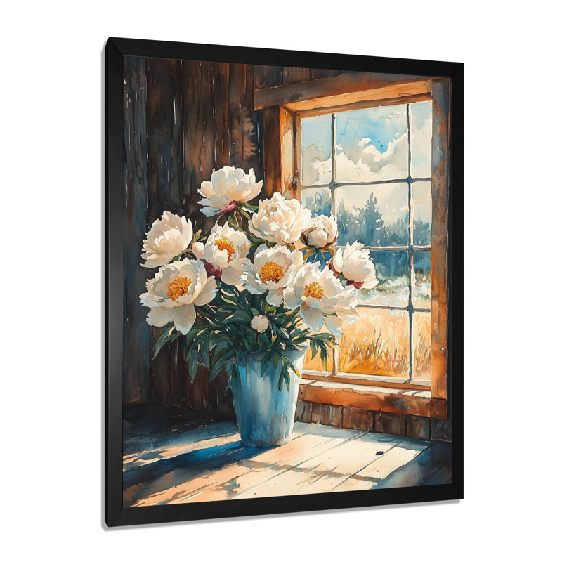 Barner - Floral Canvas Art Print, Black, 20" H x 12" W, Single Picture Framed Print