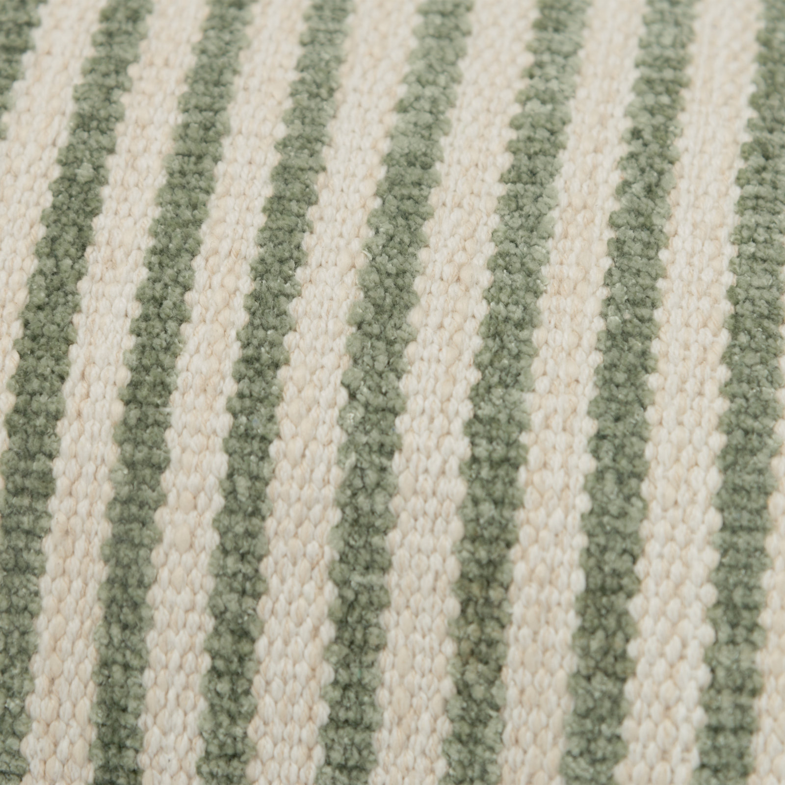 Carlus Striped Cotton Lumbar Throw Pillow, Natural/Green