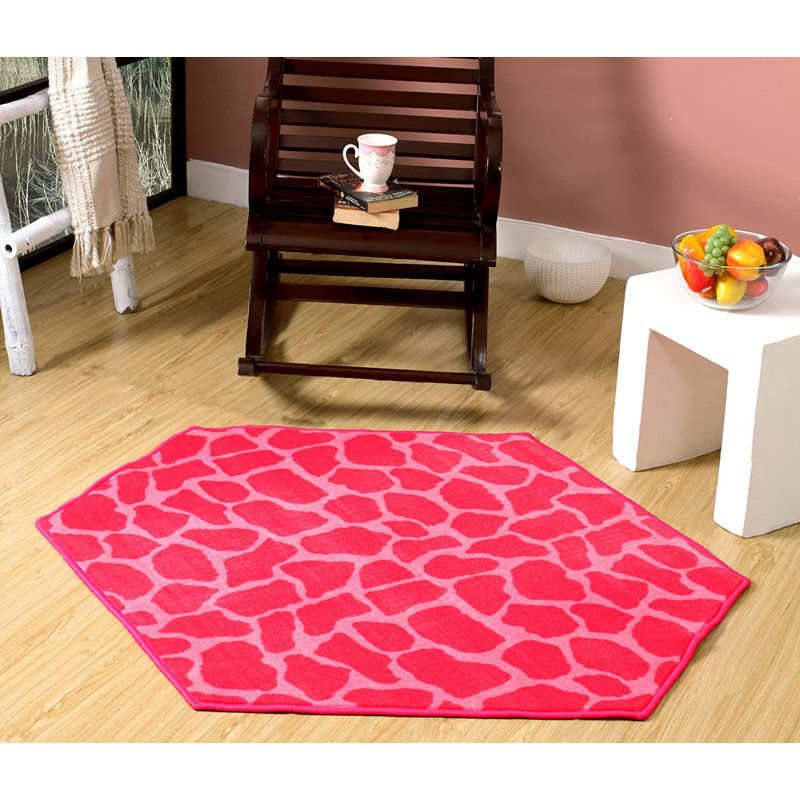 Tapis imprimé animal - Girafe Girly, Hexagone de 11 pi