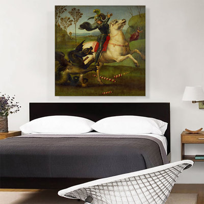 " Saint George Struggling with the Dragon 1504 " by Raphael Graphic Art Print