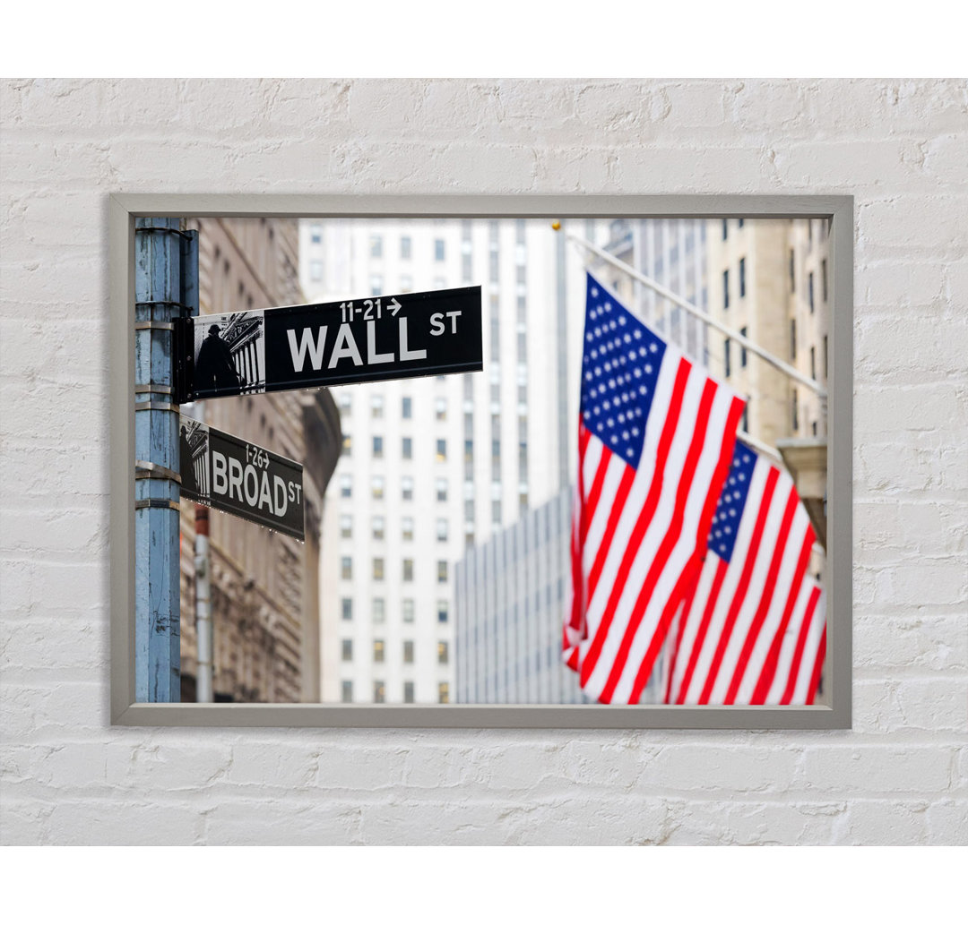 Wall Street American Flags - Einzelbildrahmen Kunstdrucke auf Leinwand