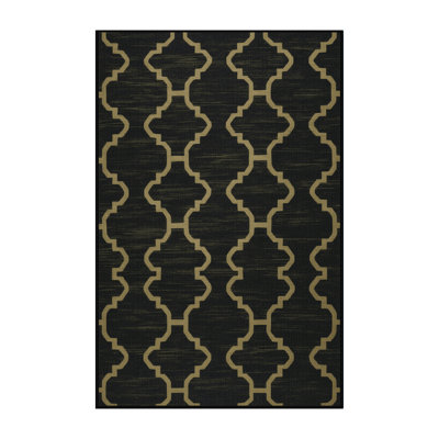 Machine Washable Trellis Grey Area Rug