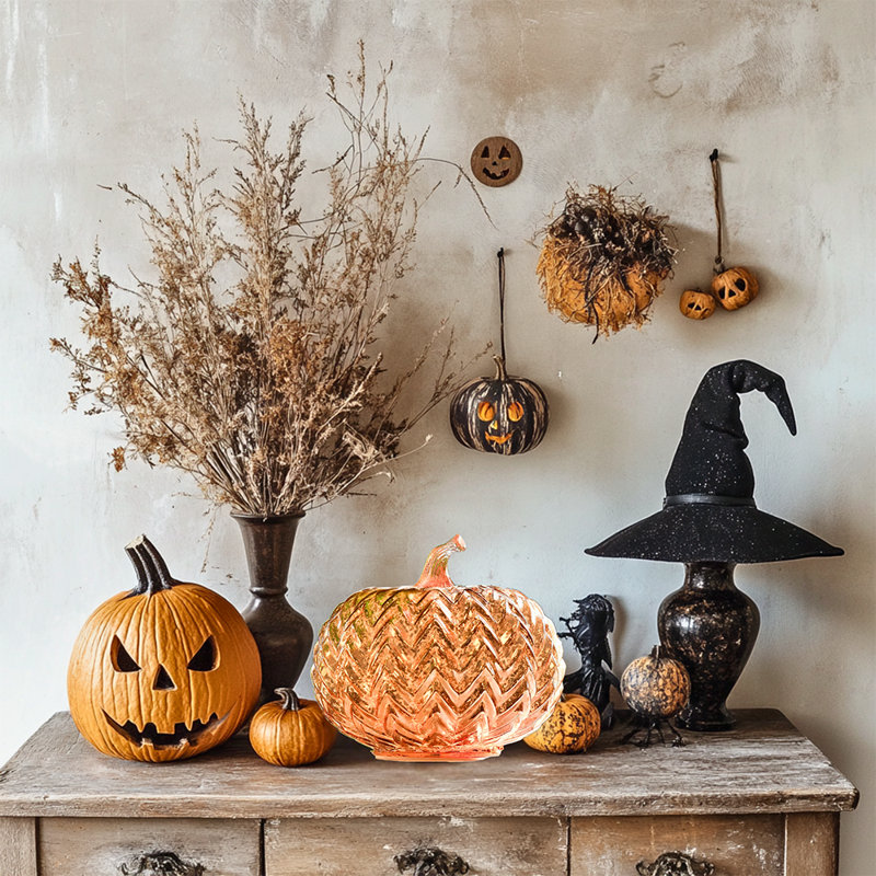 Décorations de citrouille en verre mercurisé et citrouille décorative pour Halloween Décorations d'automne et de l'Action de grâce