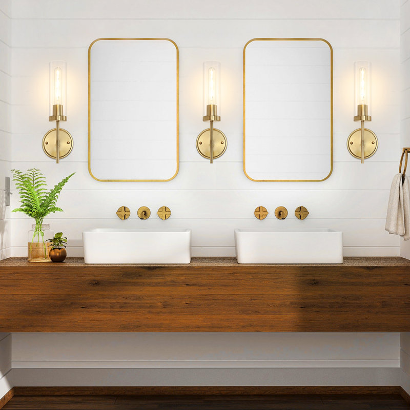 Zulmy 1 - Light Dimmable Wallchiere Wall Mounted Sconce Wall Light with Clear Glass, Gold