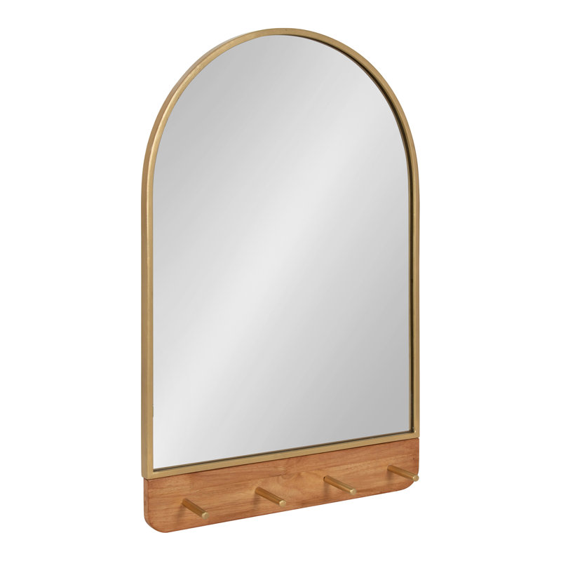 Schuyler Arch Wall Mirror with Hooks 20x31, Gold