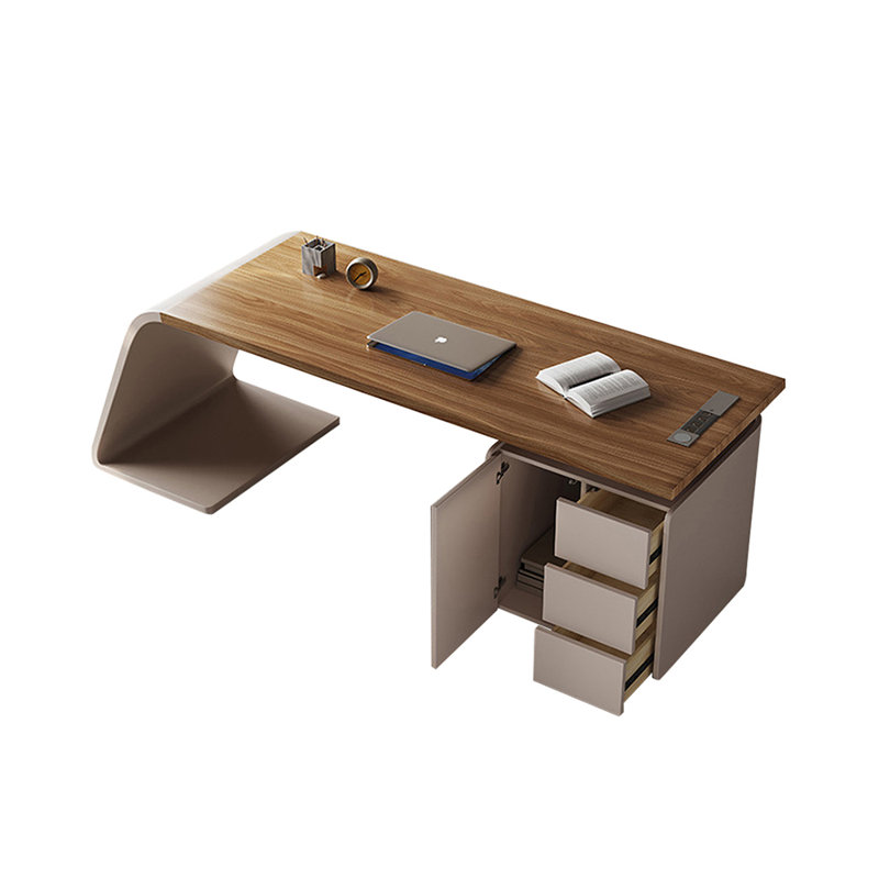Bureau rectangulaire brun à 3 tiroirs, H 29,53 po x l 55,12 po x P 27,56 po, Retour à droite