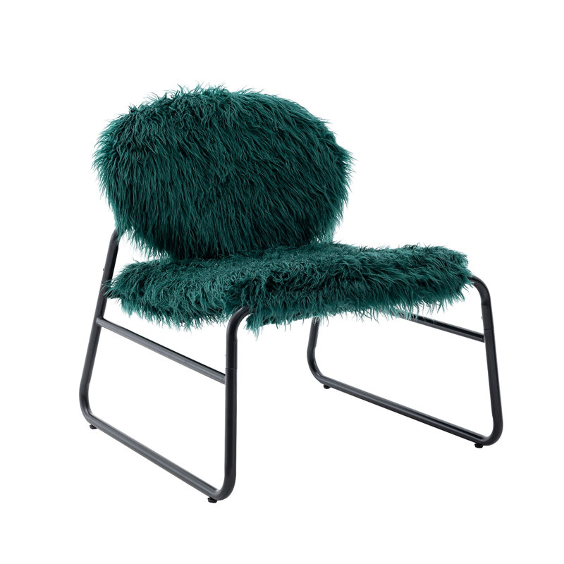 Fauteuil d'appoint industriel Nipote, Fausse fourrure émeraude