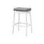 2 tabourets de bar, siège à hauteur de selle, revêtement en similicuir gris sur base en bois blanc, rembourrage en mousse pour le confort, tabouret de 2 repose-pieds robuste, assise de bar, rembourrage confortable en bois et