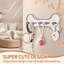 Porte-laisse rustique pour chien - Support mural avec crochets à clés décoratifs en forme d'os pour vestibule - Rangement pour accessoires pour animaux de compagnie (blanc vieilli)