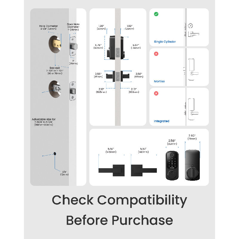 Serrure intelligente à poignée d'empreinte digitale avec Bluetooth
