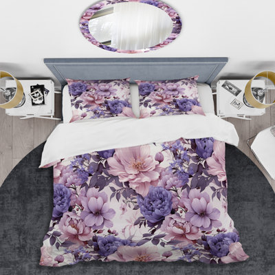 Ensemble de housse de couette Floral - Élégante fleur de lavande douce victorienne