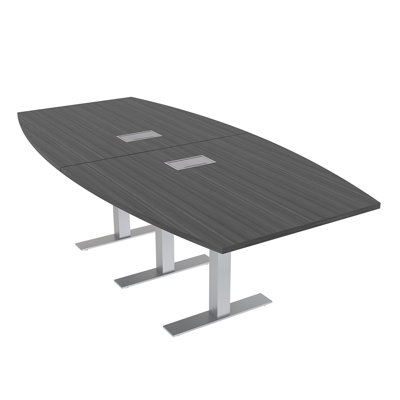 Boat Shaped Conference Table with Metal T Base | Electrical Unit by Inbox Zero