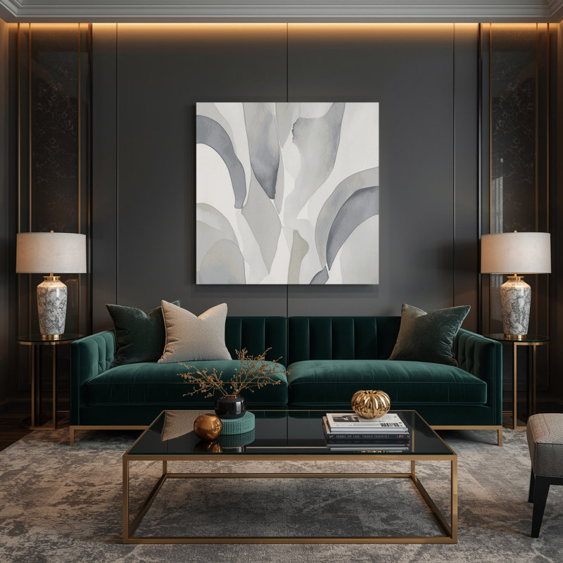 Abstrait aquarelle 4, art mural sur toile grise, H 12 po x l 12 po
