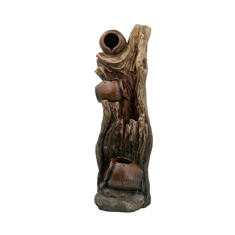 12.4x11.6x37.8" Decorative 3 Tier Tree Trunk Fountain with Lights and Pump