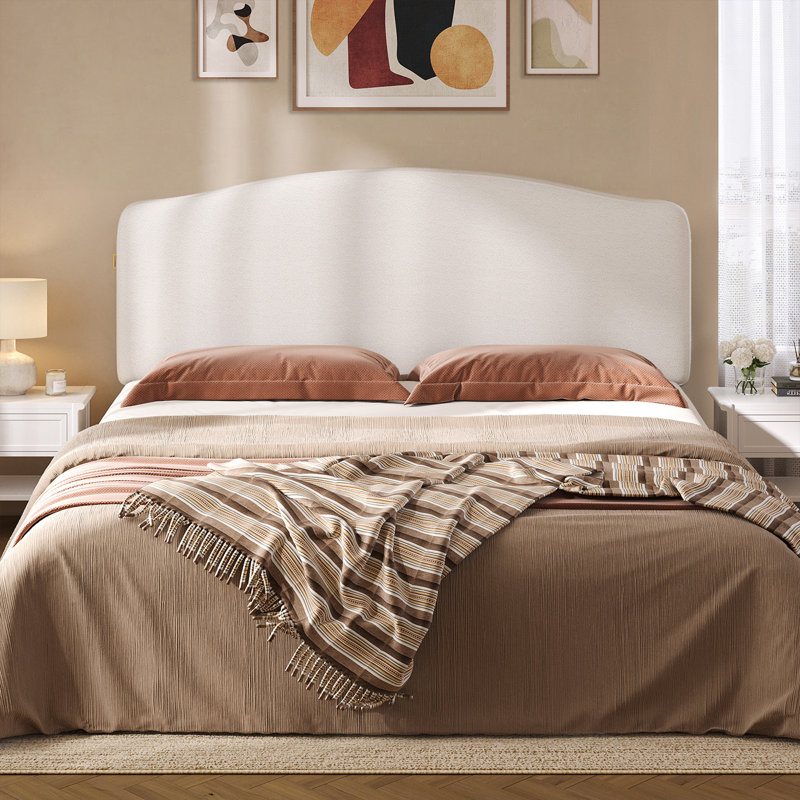 Tête de lit courbée rembourrée avec hauteur réglable et fixation facile à brancher, velours de serviette résistant aux égratignures