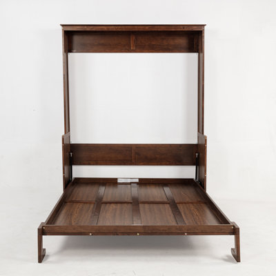 Grand lit escamotable en bois, lit escamotable mural peu encombrant, armoire murale, avec vérins à gaz, blanc