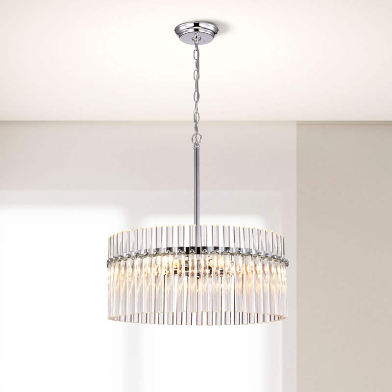Lustre cylindrique unique et audacieux en chrome de 20,2 po à quatre lumières Alperton