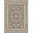 Charcoal brown area rug with an intricate Persian-inspired floral and vine pattern and a multi-colored border.