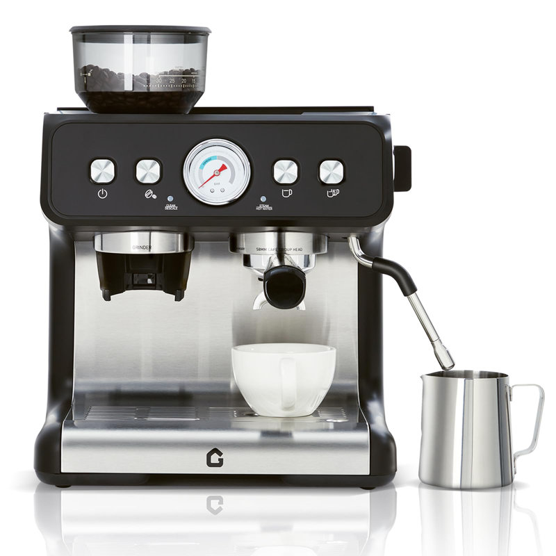 20 Bar Professional Coffee Maker / Anti-Clog Grinder & Stainless Steel Milk Frother - Barista-Style Lattes & Cappuccinos, Home/Office Use