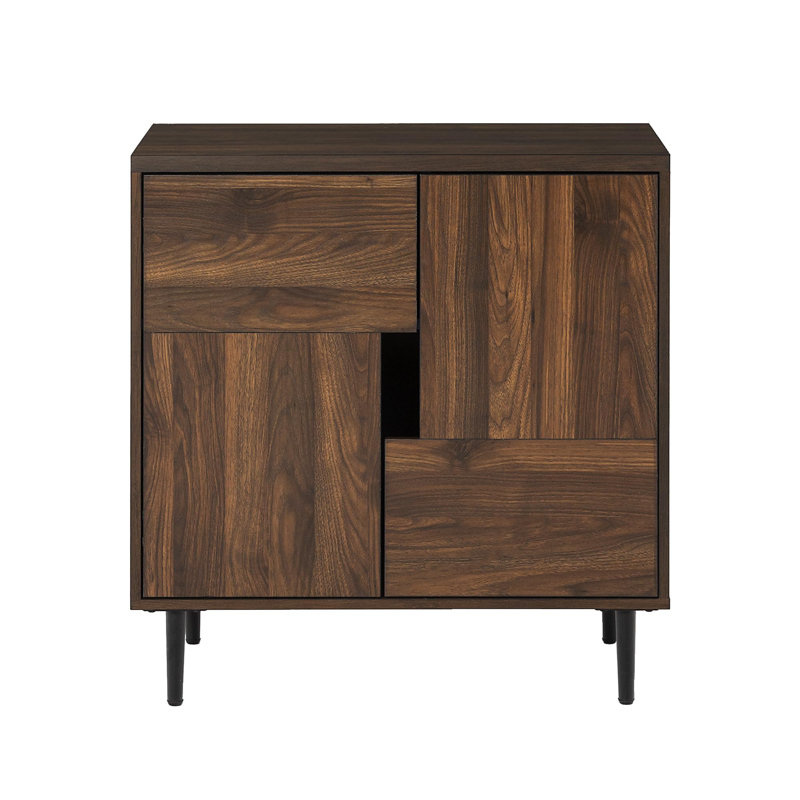 Dark Walnut Freestanding Modern Accent Cabinet with Shelves