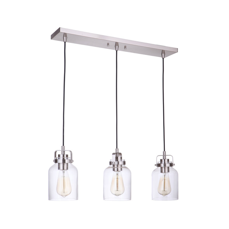 Barreras 3 - Light Kitchen Island Pendant, Brushed Polished Nickel