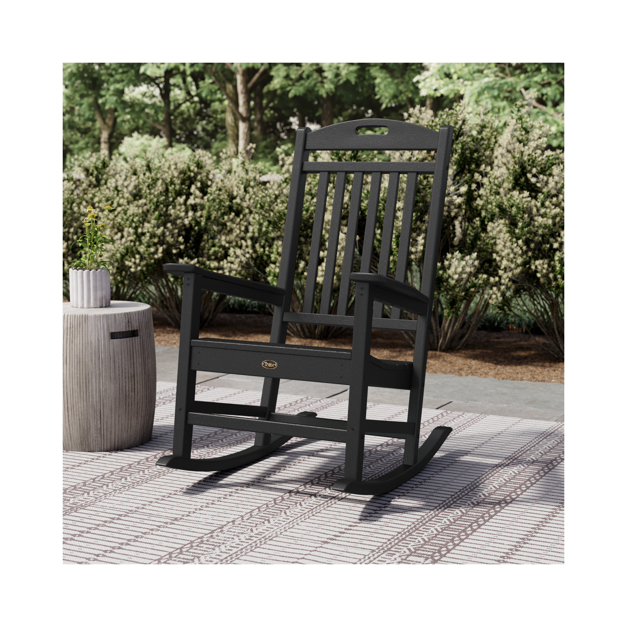 POLYWOOD Yacht Club Rocking Chair, Black