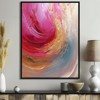 «Gold and Pink Ocean Ink Harmony I», reproduction d'art sur toile
