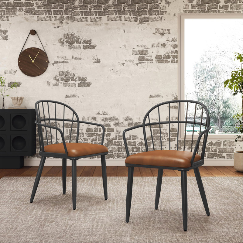 Chaise d'intérieur rembourrée avec pieds en métal (ensemble de 2)