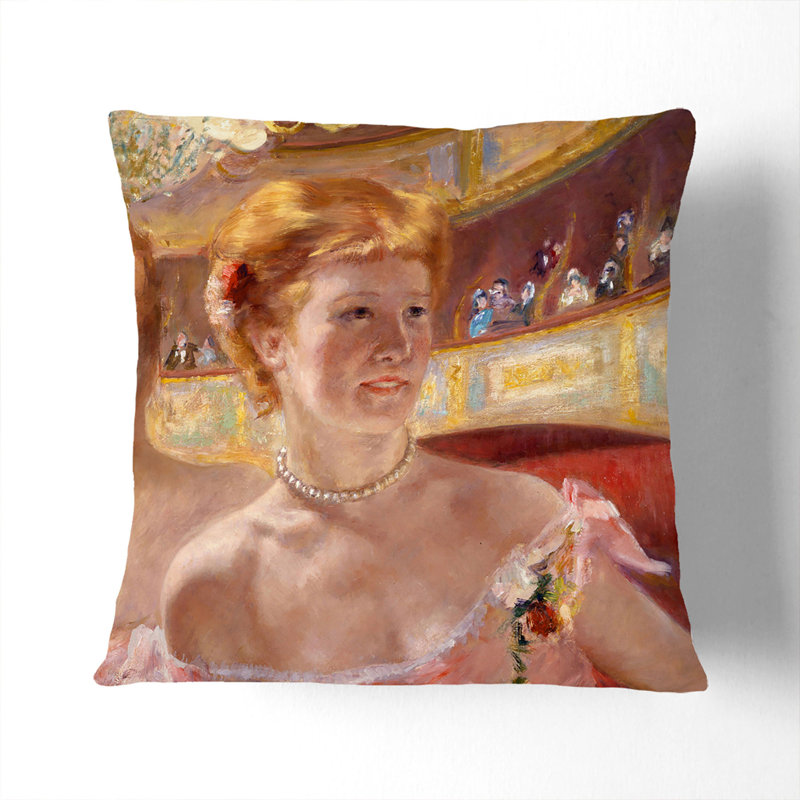 Woman With A Pearl Necklace Square Throw Cushion, Black, 55cm H x 55cm W x 20cm D