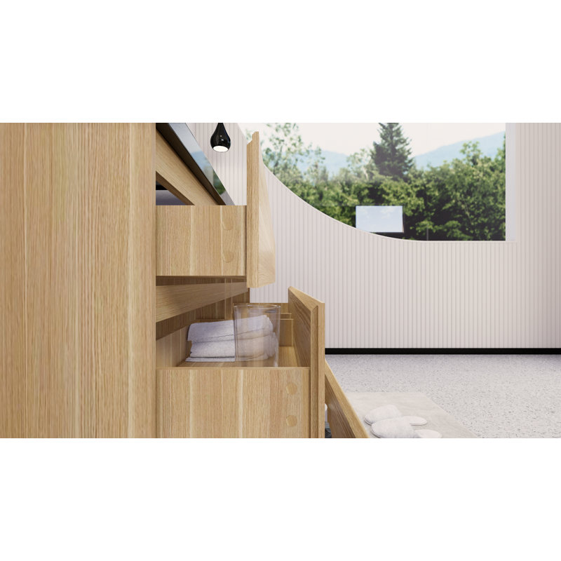 Ensemble de meuble-lavabo simple 59,5 po Santrice Royal, Chêne blanc