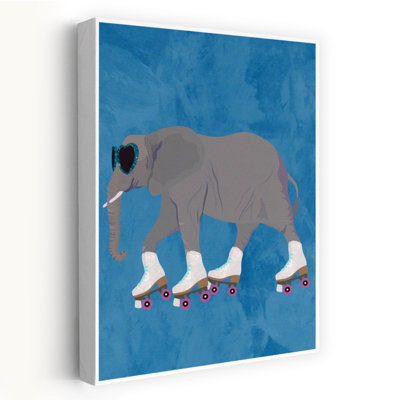 Stylish Elephant On Skates Contemporary Wall Art Print