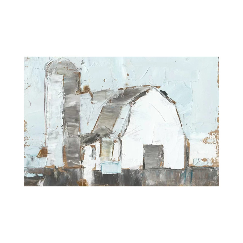 Barn & Silo II by Ethan Harper - Wrapped Canvas Painting, 20.32 cm H x 30.48 cm W