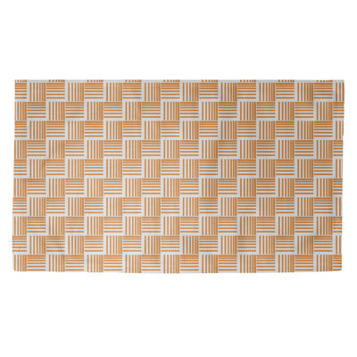 Tapis orange à motif de rayures nattées classiques