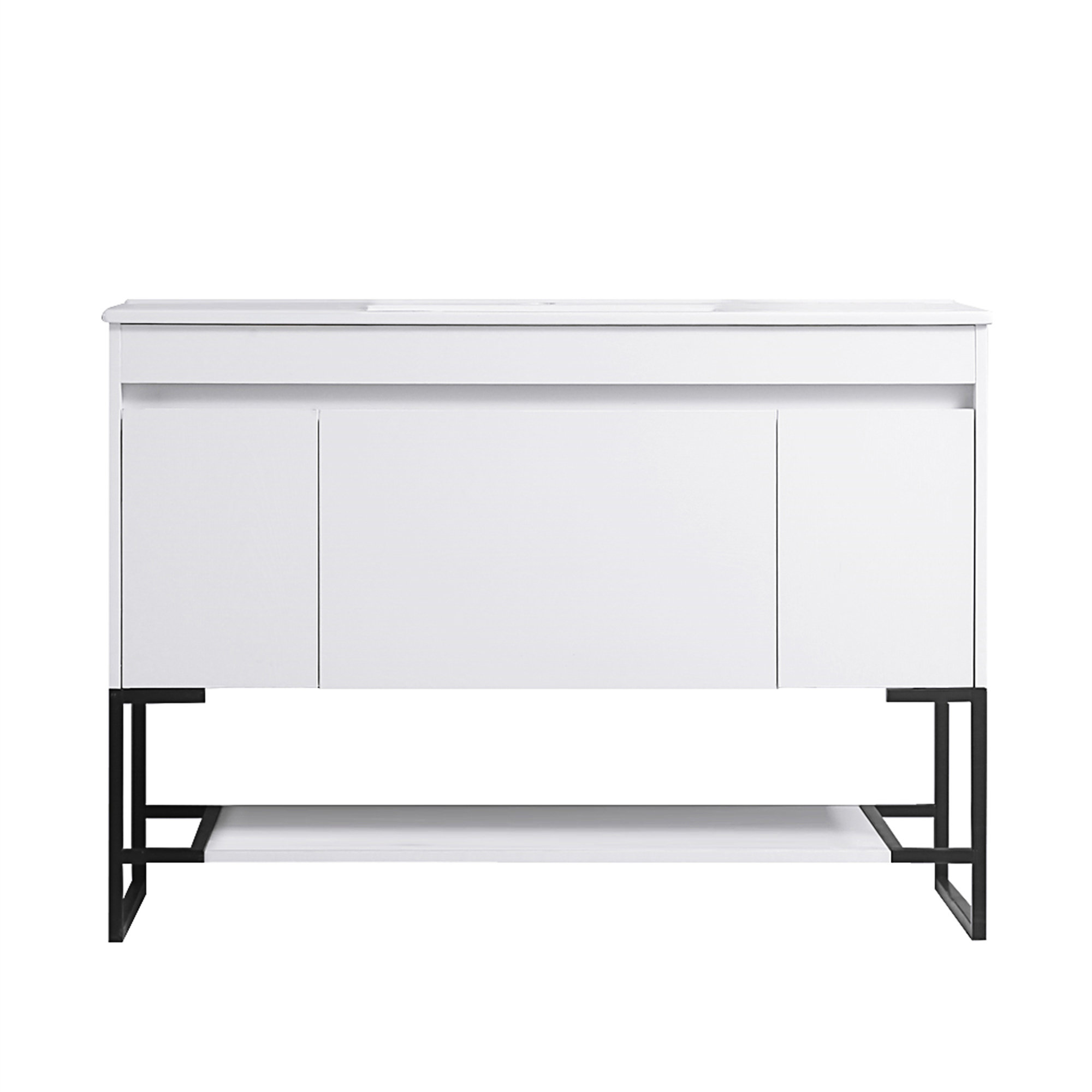 Hokku Designs Ribbs 48'' Single Bathroom Vanity with Solid Wood Top ...