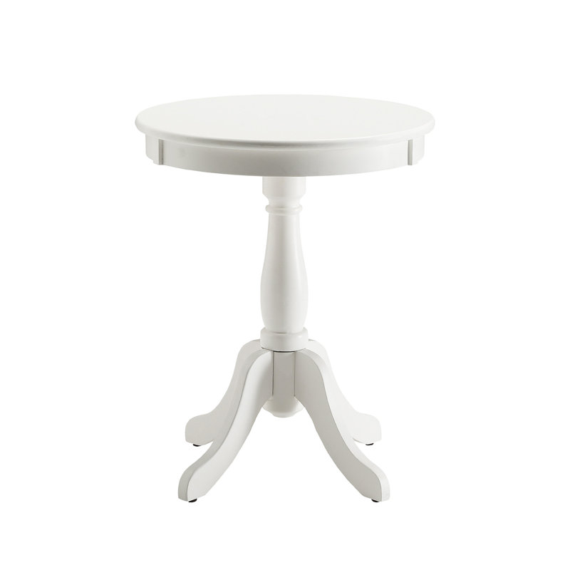 Round Pedestal Accent Table, White
