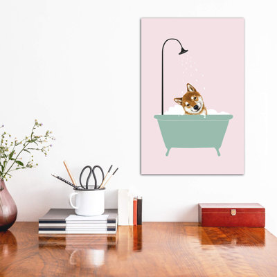 «Shiba Inu Enjoying Bubble Bath» par Big Nose Work - impression d'art graphique