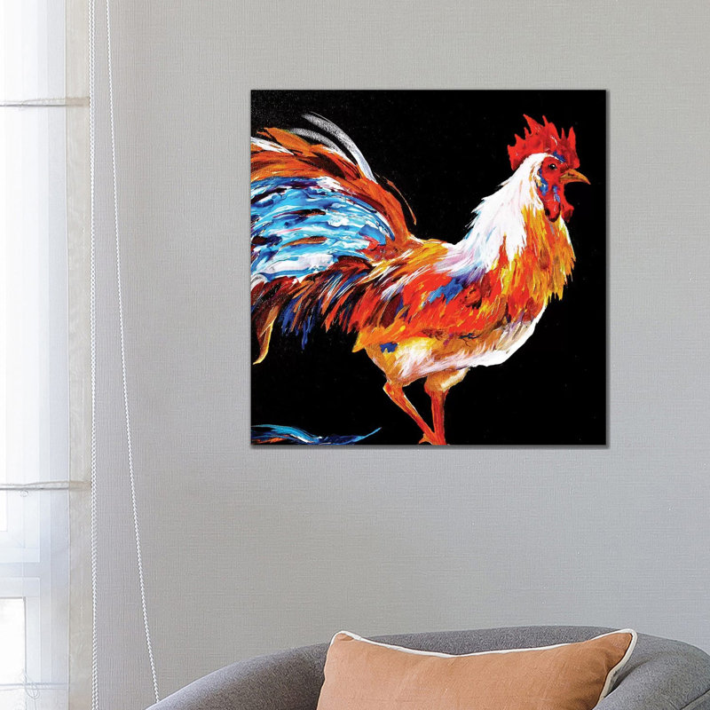 Rooster 1 Piece Wrapped Canvas Painting, 66.04 cm H x 66.04 cm W x 3.175 cm D